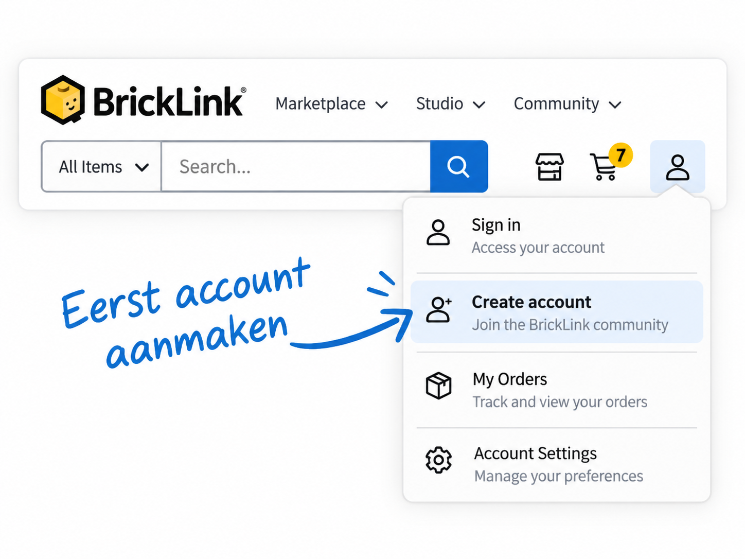 BrickLink account aanmaken